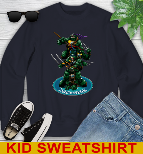 NFL Football Miami Dolphins Teenage Mutant Ninja Turtles Shirt Youth Sweatshirt 3