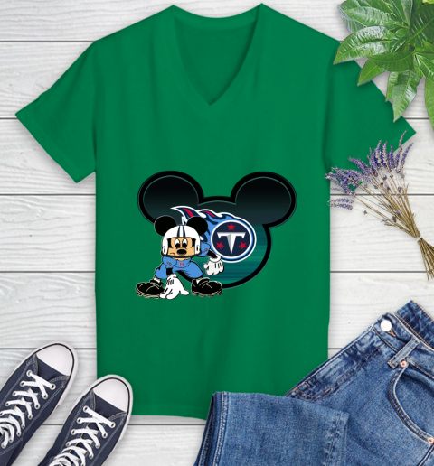 NFL Tennessee Titans Mickey Mouse Disney Football T Shirt Women's V-Neck T-Shirt 5