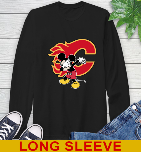 Calgary Flames NHL Hockey Dabbing Mickey Disney Sports Long Sleeve T-Shirt 2