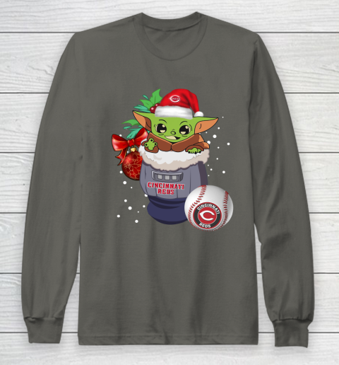 Cincinnati Reds Christmas Baby Yoda Star Wars Funny Happy MLB Long Sleeve T-Shirt 8