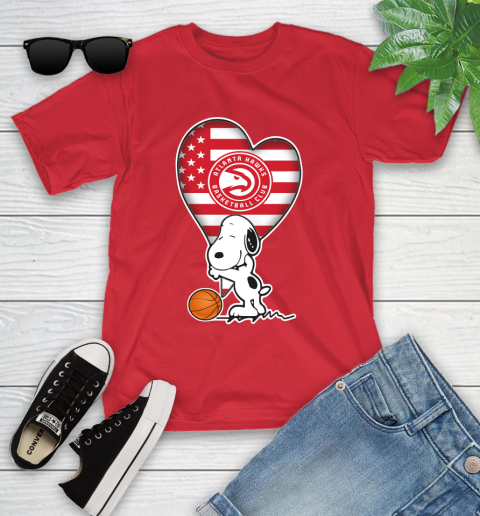 Atlanta Hawks NBA Basketball The Peanuts Movie Adorable Snoopy Youth T-Shirt 10