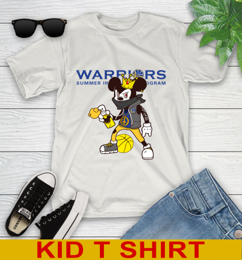 Golden State Warriors NBA Basketball Mickey Peace Sign Sports Youth T-Shirt 12