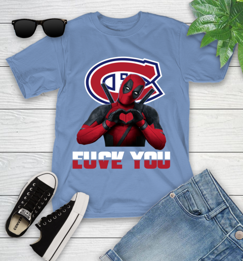 NHL Montreal Canadiens Deadpool Love You Fuck You Hockey Sports Youth T-Shirt 15