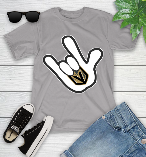 Vegas Golden Knights NHL Hockey Mickey Rock Hand Disney Youth T-Shirt 4