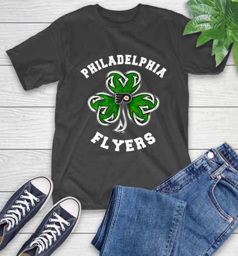 NHL Philadelphia Flyers Three Leaf Clover St Patrick's Day Hockey Sports T-Shirt