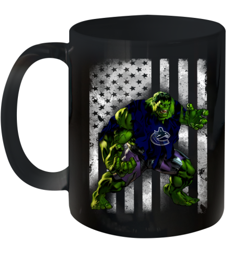 Vancouver Canucks Hulk Marvel Avengers NHL Hockey American Flag Ceramic Mug 11oz