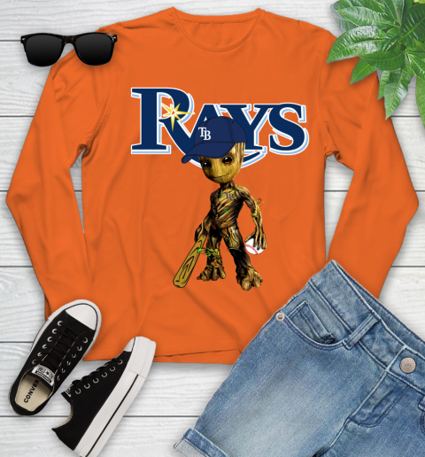 MLB Tampa Bay Rays Groot Guardians Of The Galaxy Baseball Youth Long Sleeve 4