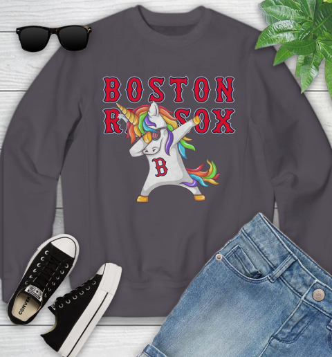 Boston Red Sox MLB Baseball Funny Unicorn Dabbing Sports Youth Sweatshirt 6