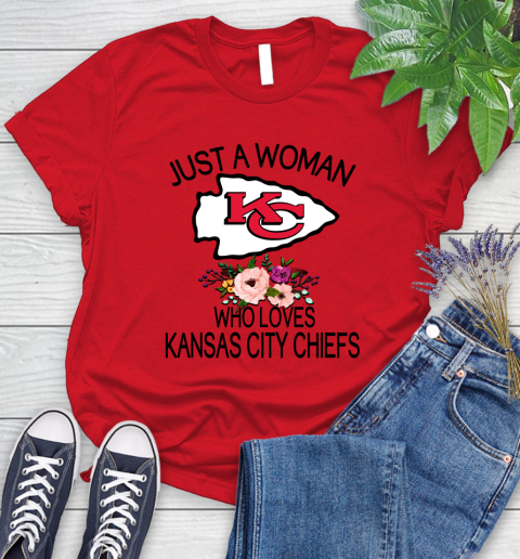 NFL Just A Woman Who Loves Kansas City Chiefs Football Sports Women's T-Shirt 9