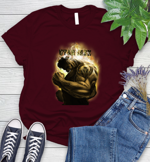 Utah Jazz NBA Basketball Hulk Marvel Avengers Sports Women's T-Shirt 7