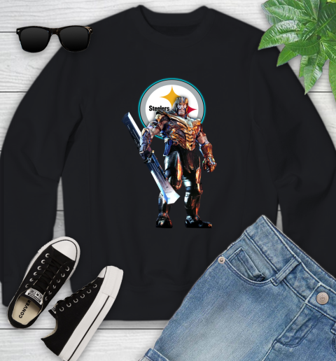 NFL Thanos Gauntlet Avengers Endgame Football Pittsburgh Steelers Youth Sweatshirt 2