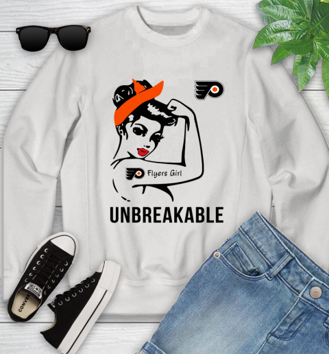 NHL Philadelphia Flyers Girl Unbreakable Hockey Sports Youth Sweatshirt