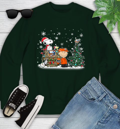 NHL New York Islanders Snoopy Charlie Brown Woodstock Christmas Stanley Cup Hockey Youth Sweatshirt 9