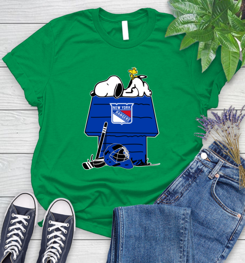 New York Rangers NHL Hockey Snoopy Woodstock The Peanuts Movie Women's T-Shirt 6