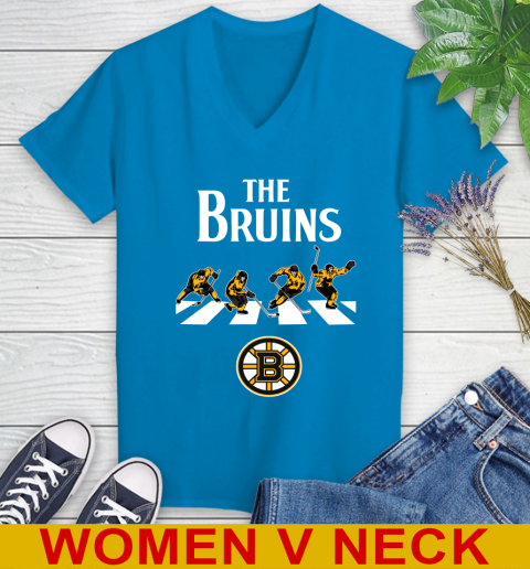 NHL Hockey Boston Bruins The Beatles Rock Band Shirt Women's V-Neck T-Shirt 7