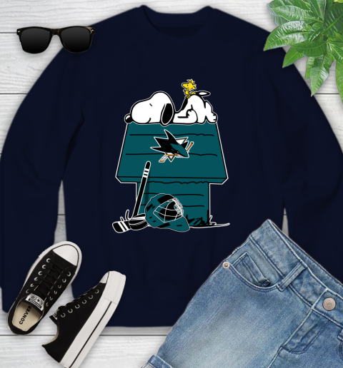 San Jose Sharks NHL Hockey Snoopy Woodstock The Peanuts Movie Youth Sweatshirt 3