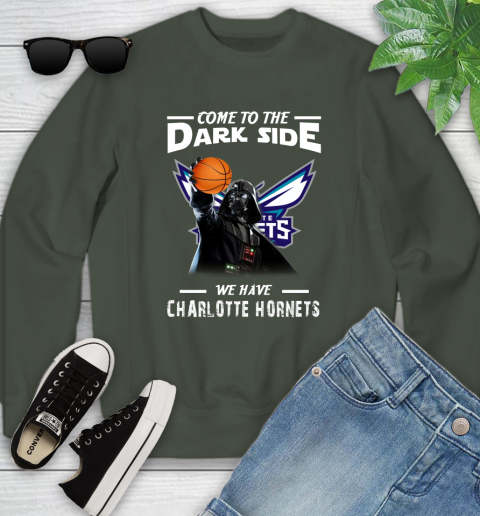 NBA Come To The Dark Side We Have Charlotte Hornets Star Wars Darth Vader Basketball Youth Sweatshirt 9