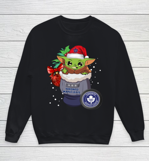 Toronto Maple Leafs Christmas Baby Yoda Star Wars Funny Happy NHL Youth Sweatshirt
