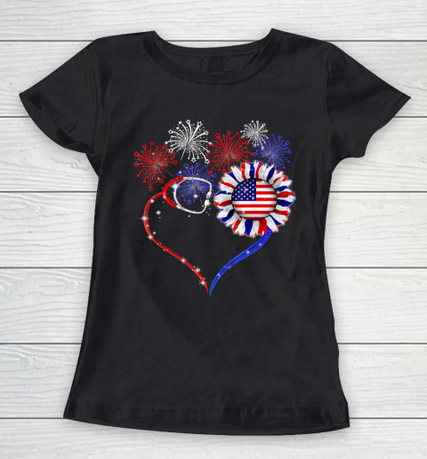 Patriotic Nurse 4th Of July American Flag Independence Day Women's T-Shirt
