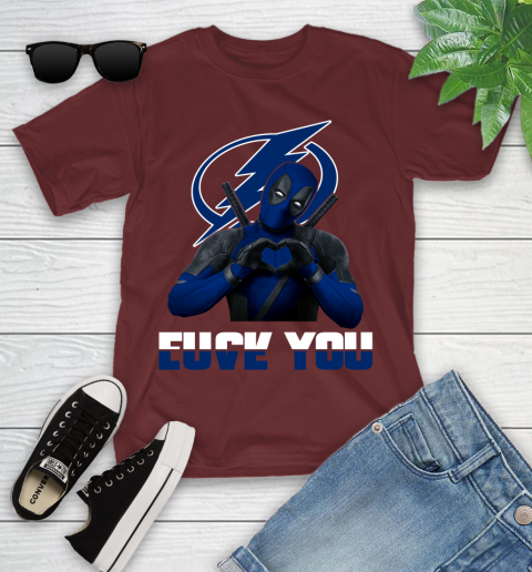 NHL Tampa Bay Lightning Deadpool Love You Fuck You Hockey Sports Youth T-Shirt 14
