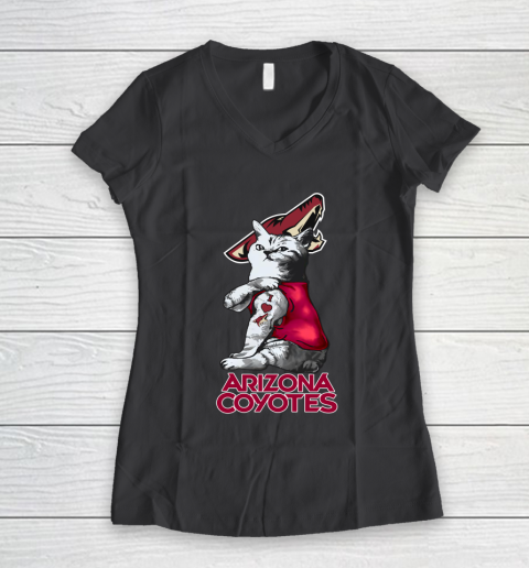 NHL My Cat Loves Arizona Coyotes Hockey Women's V-Neck T-Shirt 6