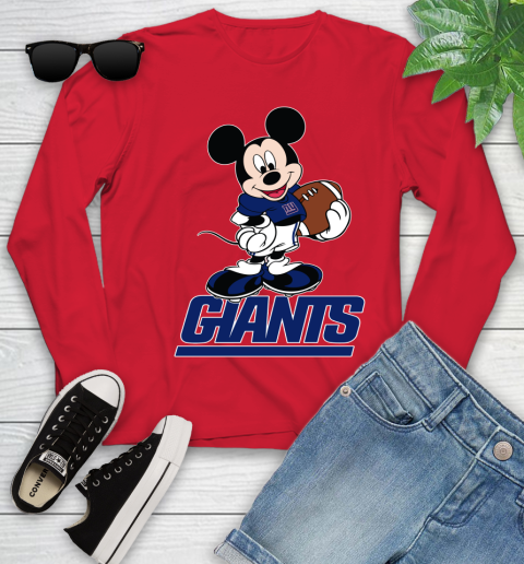 NFL Football New York Giants Cheerful Mickey Mouse Shirt Youth Long Sleeve 11