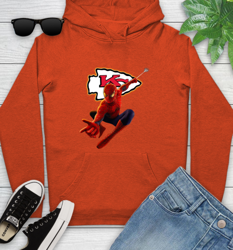 NFL Spider Man Avengers Endgame Football Kansas City Chiefs Youth Hoodie 5