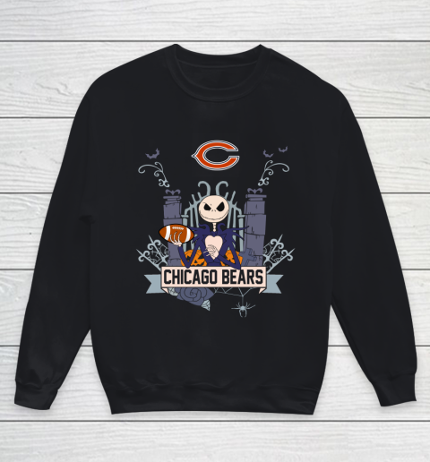NFL Chicago Bears Football Jack Skellington Halloween Youth Sweatshirt