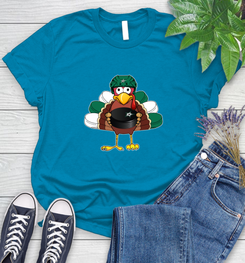 Dallas Stars Turkey Thanksgiving Day Women's T-Shirt 7