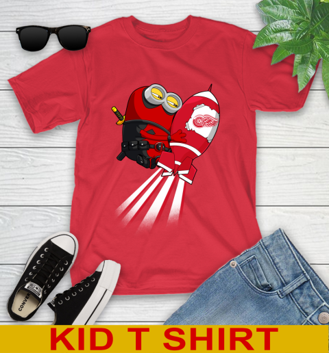 NHL Hockey Detroit Red Wings Deadpool Minion Marvel Shirt Youth T-Shirt 11
