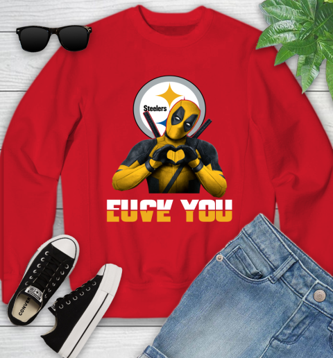 NHL Pittsburgh Steelers Deadpool Love You Fuck You Football Sports Youth Sweatshirt 8