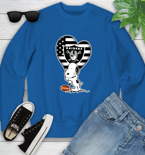 Oakland Raiders NFL Football The Peanuts Movie Adorable Snoopy Youth Sweatshirt 8