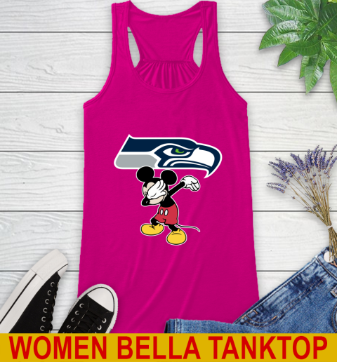 Seattle Seahawks NFL Football Dabbing Mickey Disney Sports Racerback Tank 8