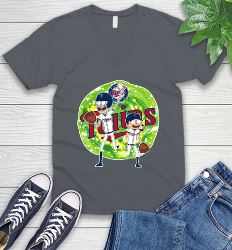 MLB Minnesota Twins Rick And Morty Baseball Sports V-Neck T-Shirt 5
