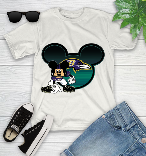 NFL Baltimore Ravens Mickey Mouse Disney Football T Shirt Youth T-Shirt 1