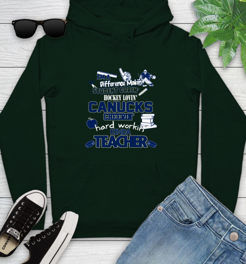 Vancouver Canucks NHL I'm A Difference Making Student Caring Hockey Loving Kinda Teacher Youth Hoodie 14
