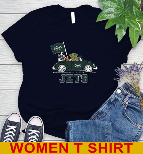 NFL Football New York Jets Darth Vader Baby Yoda Driving Star Wars Shirt Women s T Shirt Tee For Sports