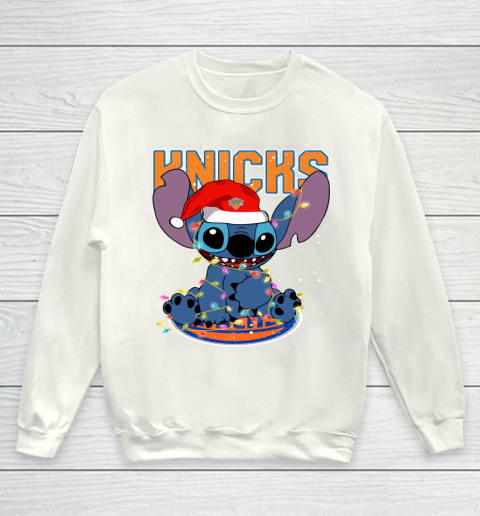 New York Knicks NBA noel stitch Basketball Christmas Youth Sweatshirt