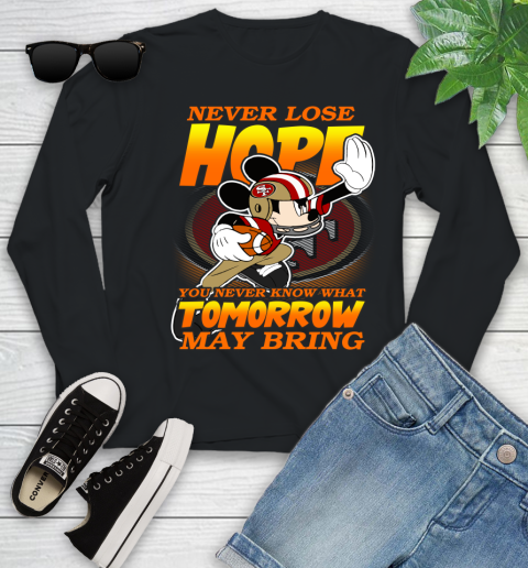 San Francisco 49ers NFL Football Mickey Disney Never Lose Hope Youth Long Sleeve