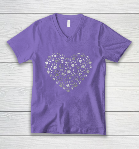 Dog Mom T Shirt Cool Paw Print Heart Women Men Dog Lovers V-Neck T-Shirt 8