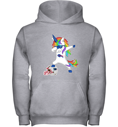 Football Dabbing Unicorn Steps On Helmet Buffalo Bills Youth Hoodie
