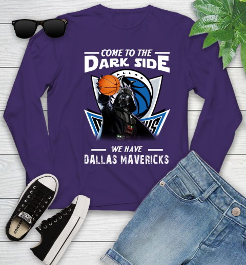 NBA Come To The Dark Side We Have Dallas Mavericks Star Wars Darth Vader Basketball Youth Long Sleeve 4