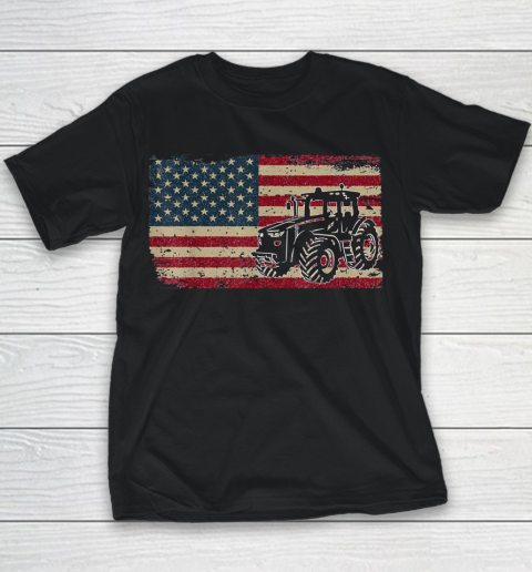 4th Of July Farm Tractors USA Flag Patriotic Youth T-Shirt