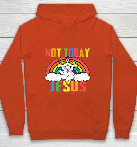 Unicorn Rainbow Not Today Jesus Premium Youth Hoodie 4