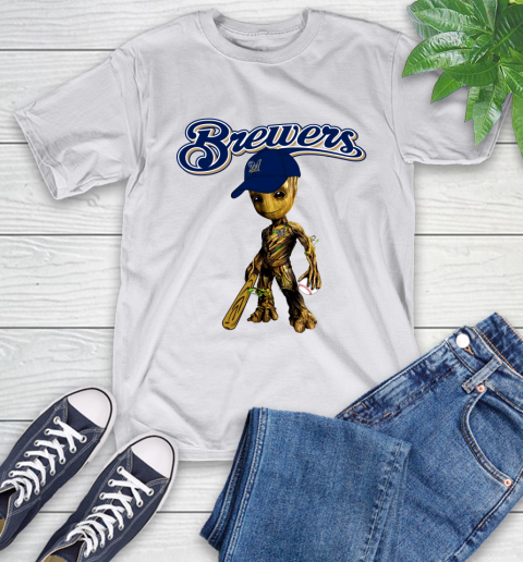 MLB Milwaukee Brewers Groot Guardians Of The Galaxy Baseball T-Shirt 13 MLB Milwaukee Brewers Groot Guardians Of The Galaxy Baseball T-Shirt - Image 13
