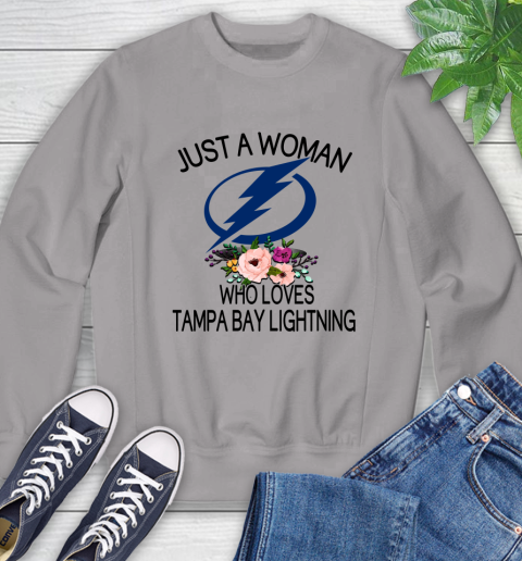 NHL Just A Woman Who Loves Tampa Bay Lightning Hockey Sports Sweatshirt 3