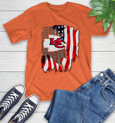 Kansas City Chiefs NFL Football American Flag T-Shirt 4
