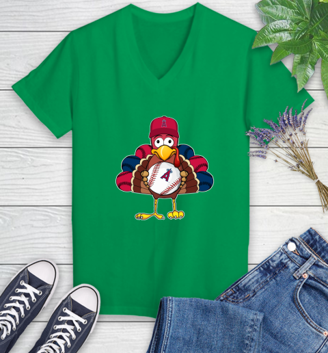 Los Angeles Angels Turkey thanksgiving Women's V-Neck T-Shirt 5