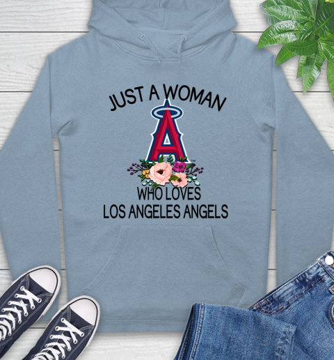 MLB Just A Woman Who Loves Los Angeles Angels Baseball Sports Hoodie 6