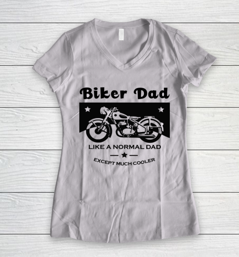 Father's Day Funny Gift Ideas Apparel  Biker Dad Women's V-Neck T-Shirt